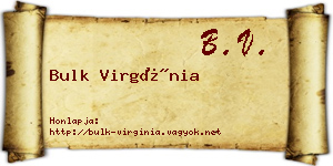 Bulk Virgínia névjegykártya